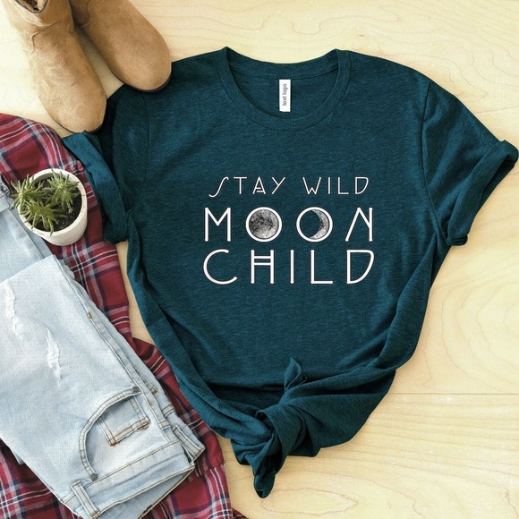Stay Wild Moon Child Shirt, Moon Shirt, Moon Bohemian Shirt, Gift For Moon Lover - Picture 1 of 2